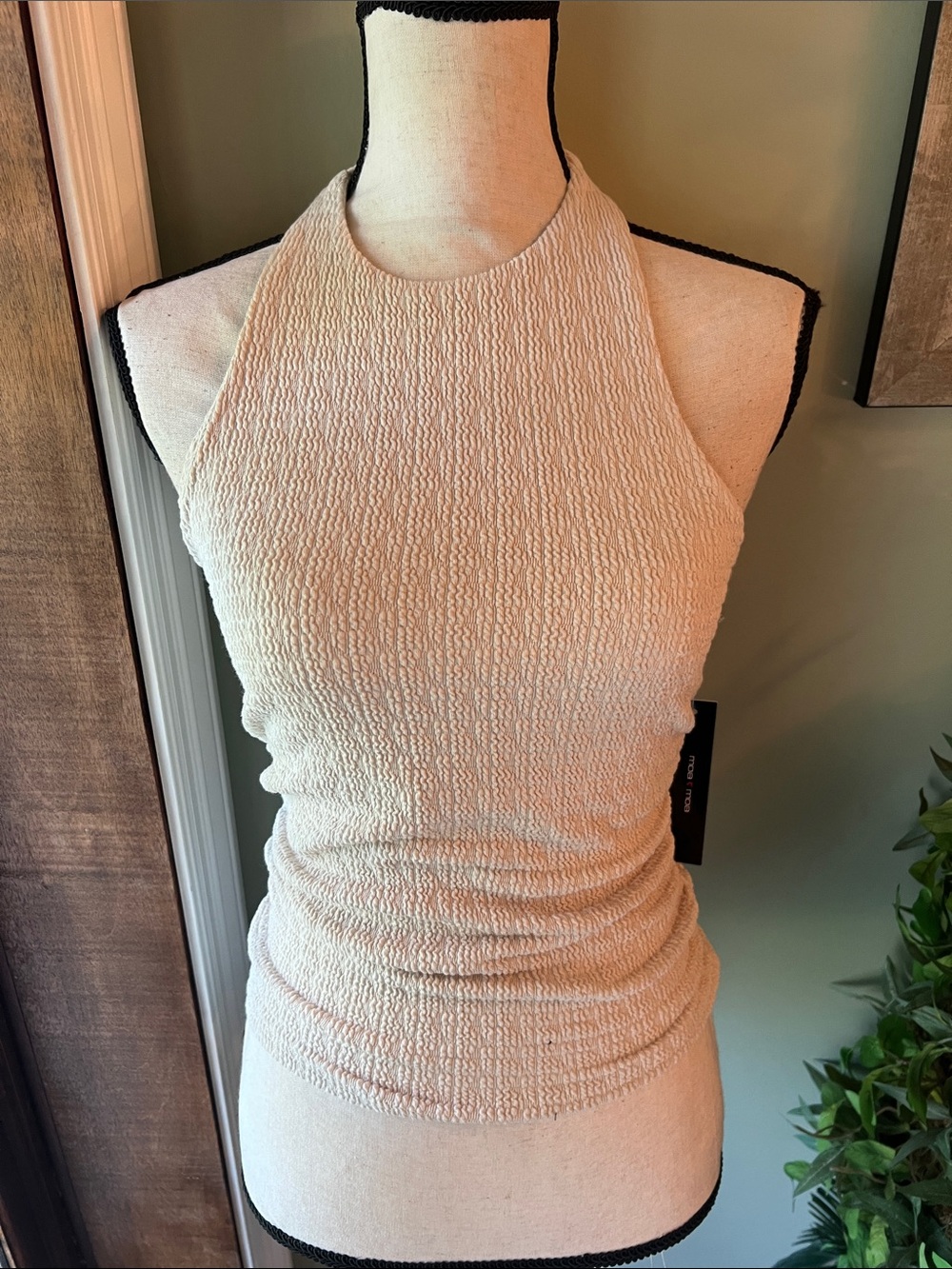 Moa Moa Cream Textured Halter Tank